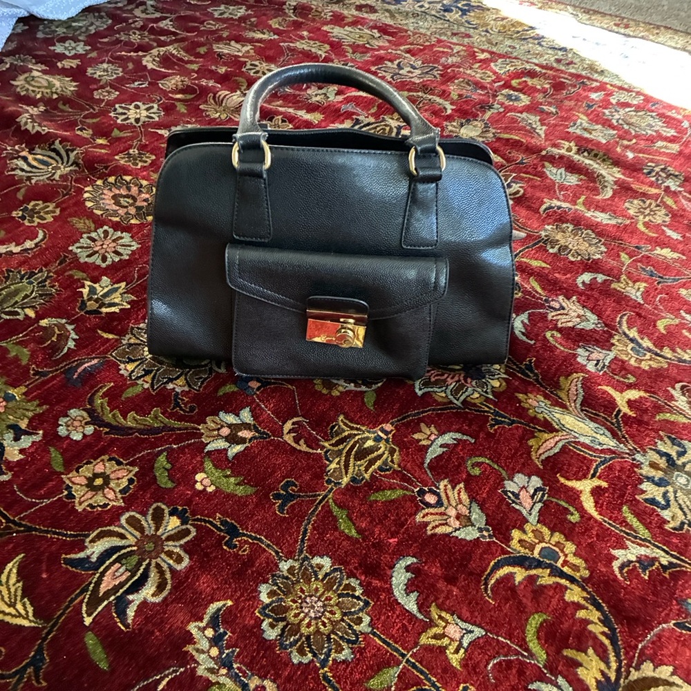 Versace 19.69 Black Handbag with Gold Hardware